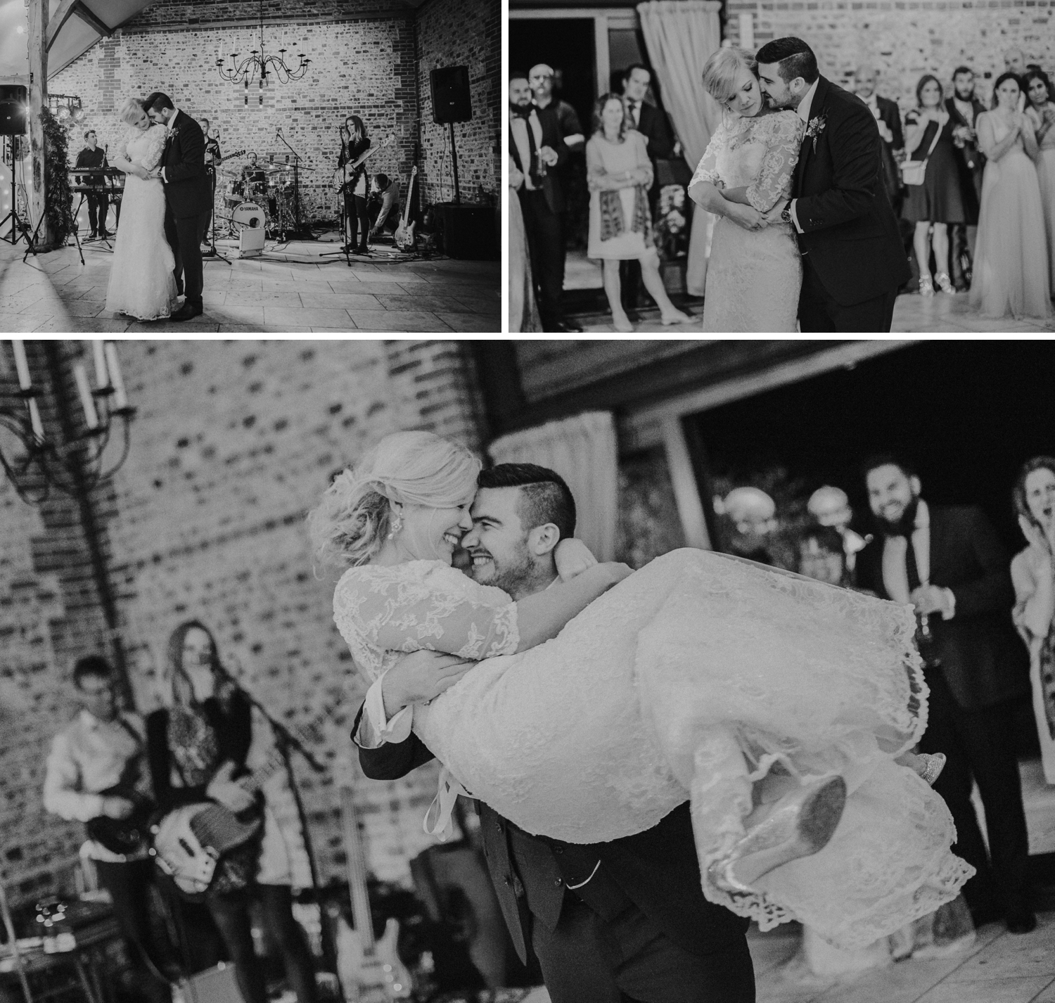 Upwaltham Barns wedding photography East sussex photographer fine art bride groom first dance black white