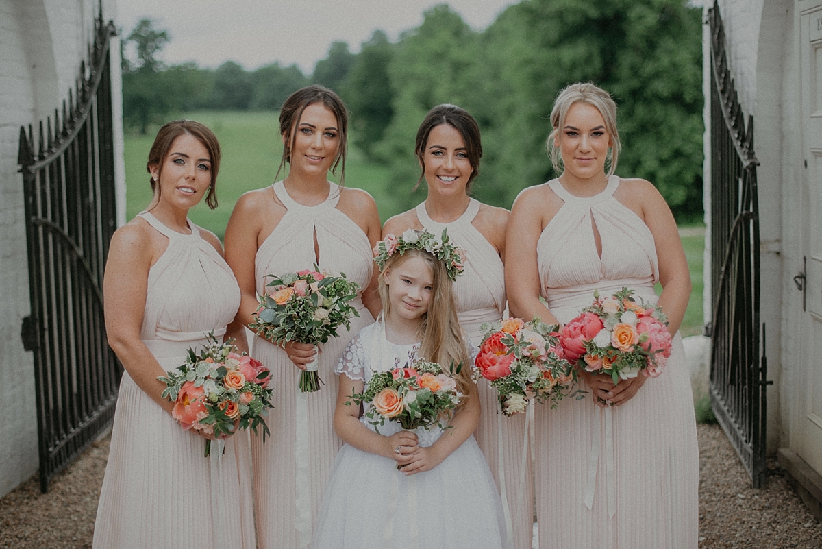 bridesmaids flowergirl bouquets flower mill braxted park floral halo