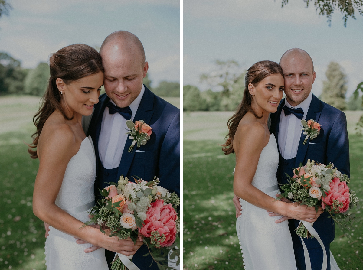 braxted park wedding essex bride groom bouquet coral flower mill couple portrait