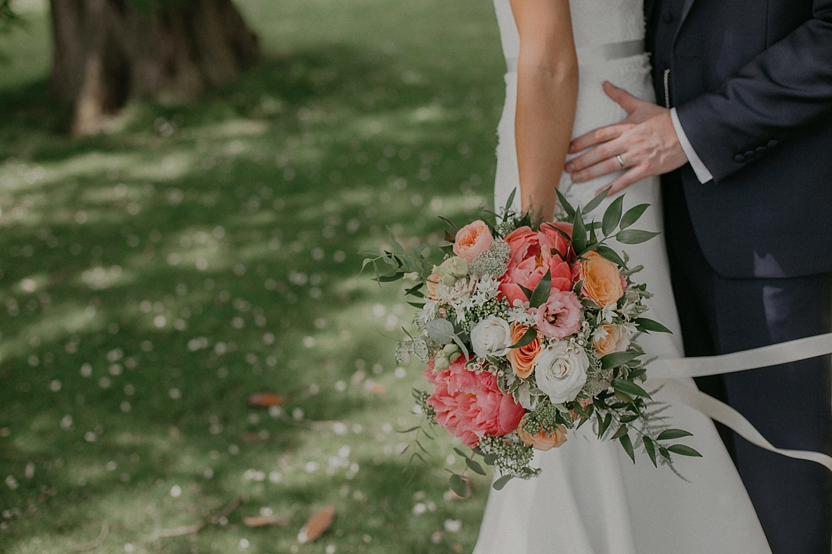 braxted park wedding essex flower mill bouquet coral peach