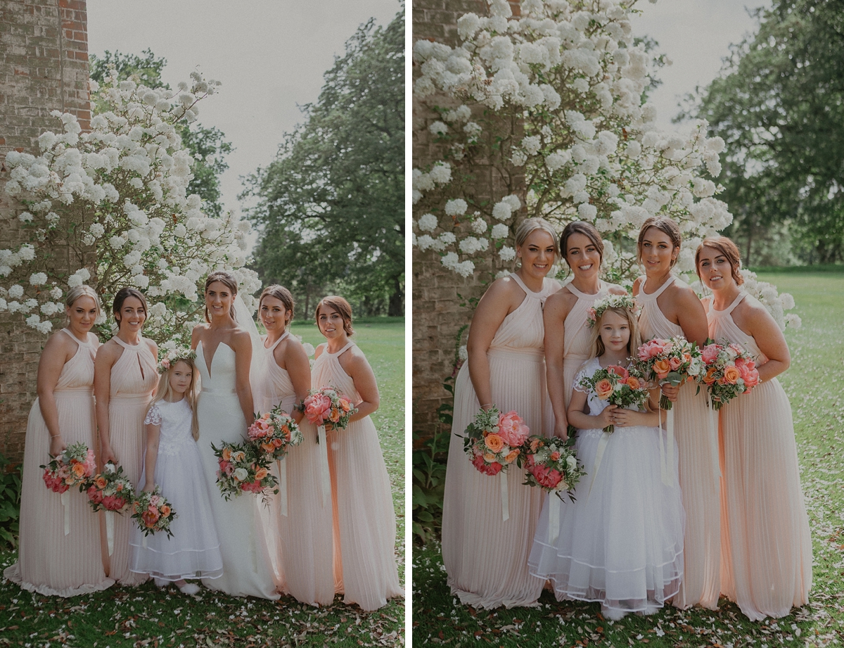 formal group shot bridesmaid flowergirl bride braxted park wedding essex photography