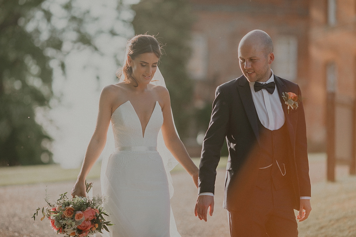 sunflare golden hour braxted park essex bride groom couple portrait photography