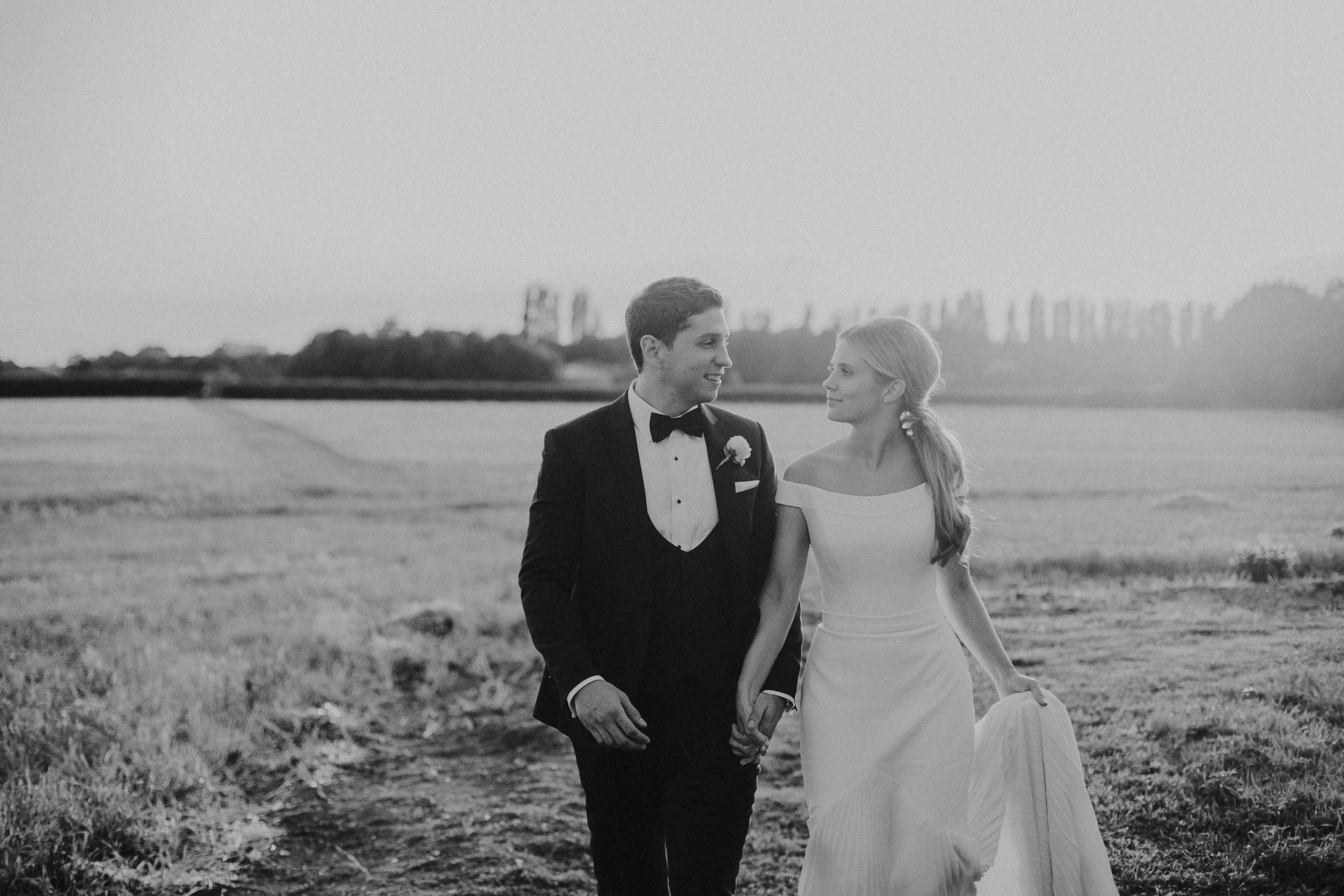 granary estates bride groom wedding photography sunset black and white
