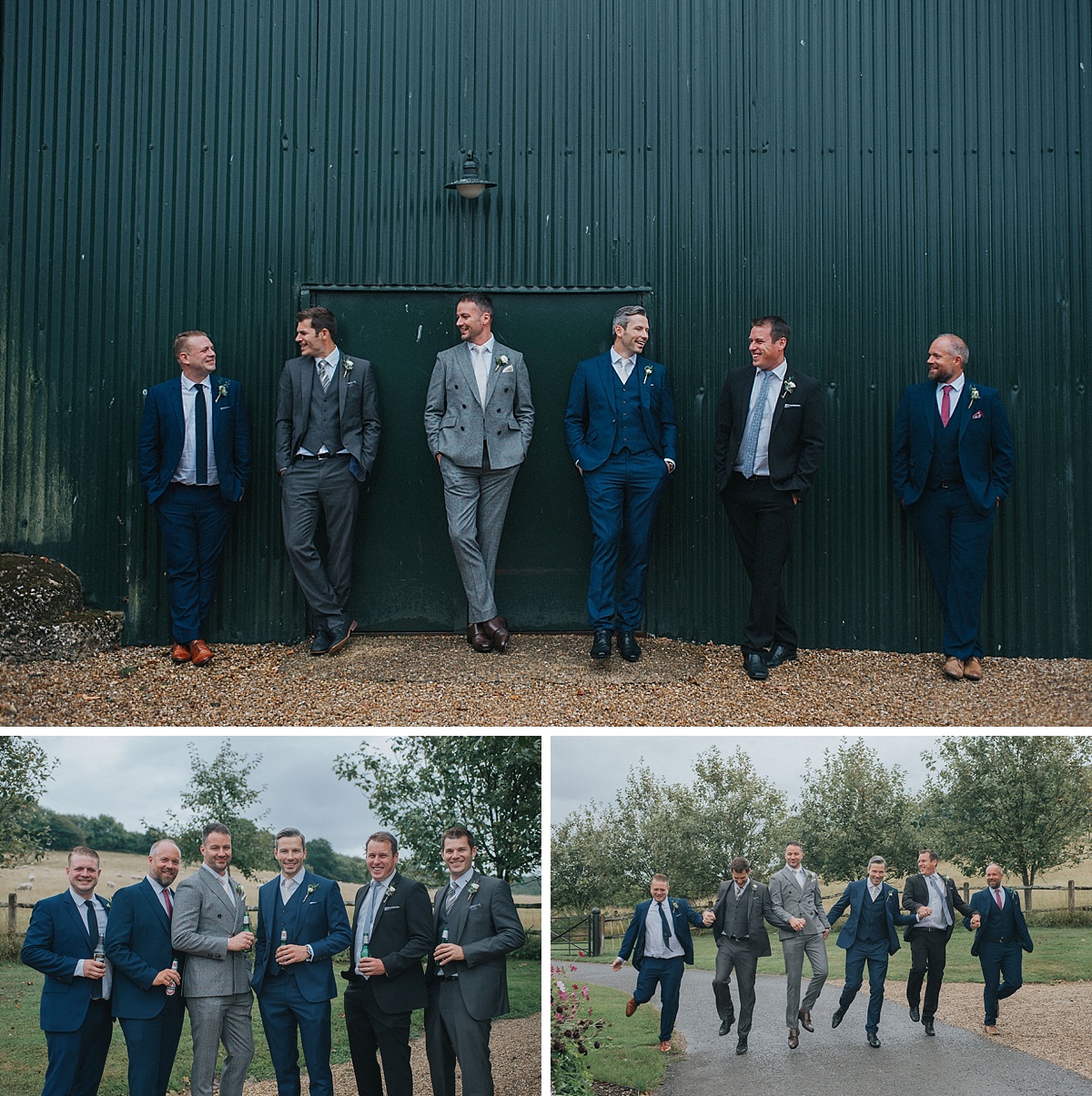 groomsmen photos fun wedding group shots formals upwaltham barns wedding