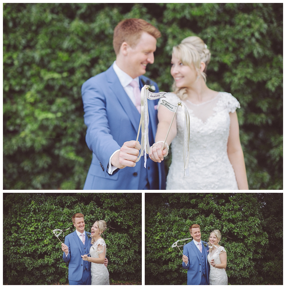 tewin bury barn wedding photography hertfordshire flag bride groom
