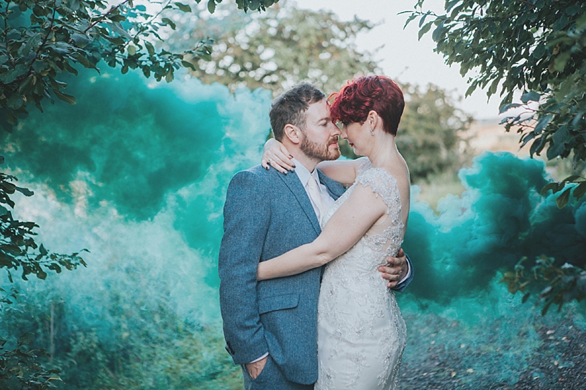 elmley nature reserve wedding photography smoke bomb creative bride groom