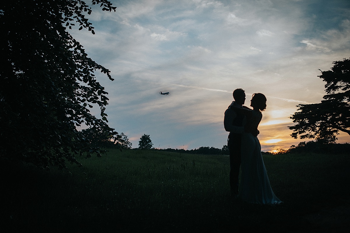 luton hoo bedfordshire wedding bride groom aiport sunset