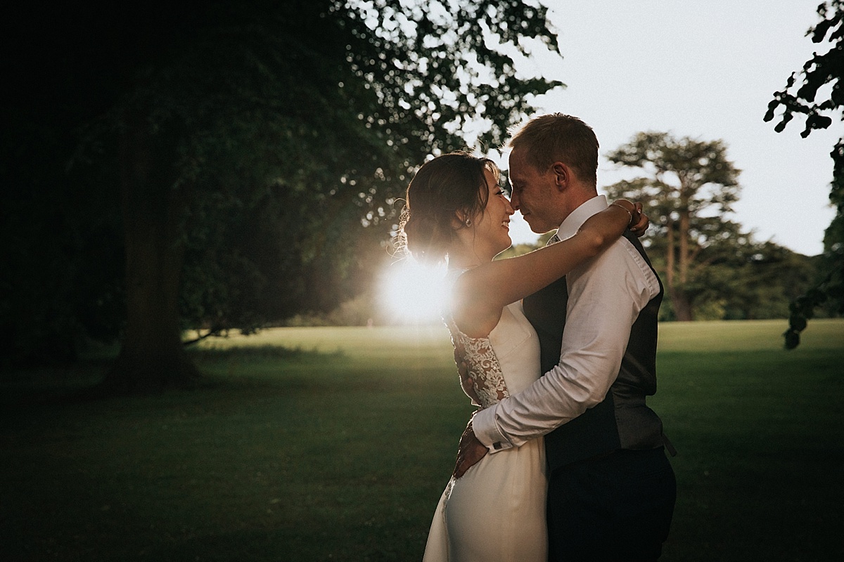luton hoo bedfordshire wedding bride groom sunset