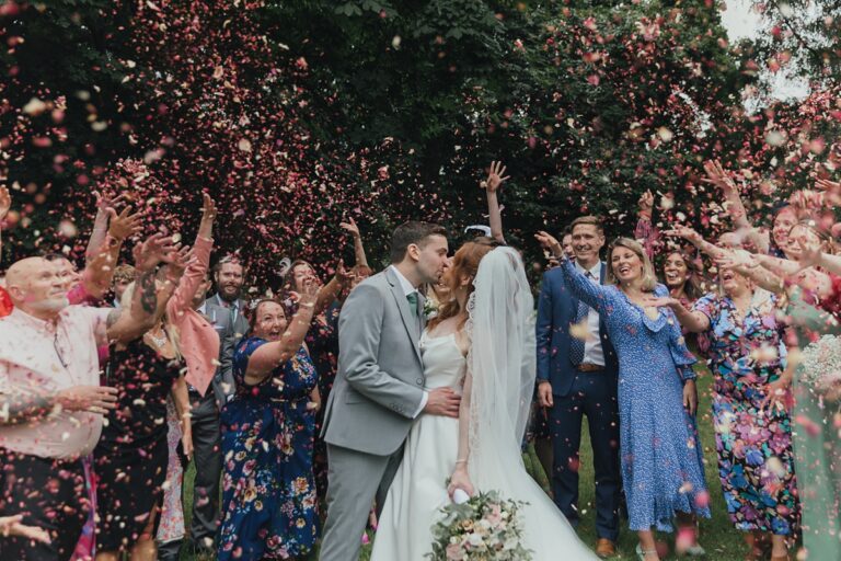 Landmark arts centre wedding surrey couple photos confetti