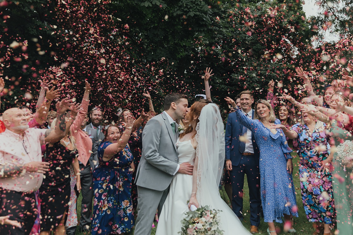 Landmark arts centre wedding surrey couple photos confetti